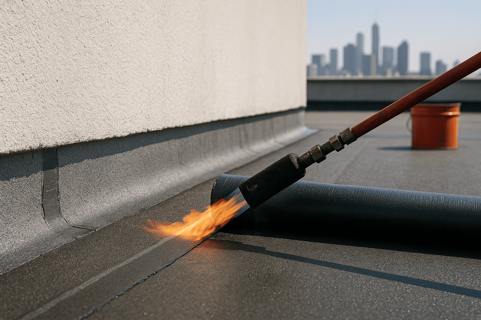 Flat-roof torch-on